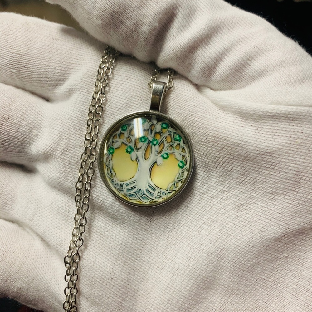 Celtic Tree of Life Pendant Cabochon Necklace